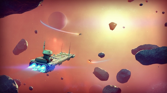 No Man's Sky: Spaceships and Asteroids in Nebula