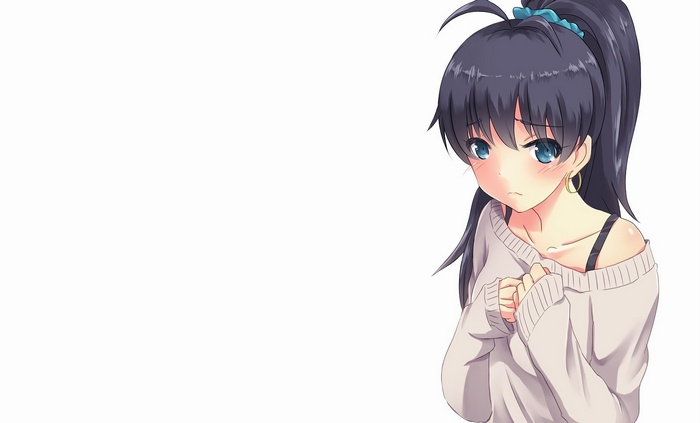 blushing, Ganaha Hibiki, anime girls, simple background, THE iDOLM@STER