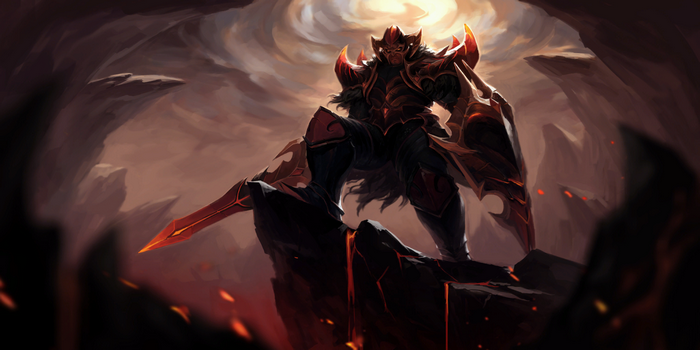 Dragon Knight with shield in a cave
