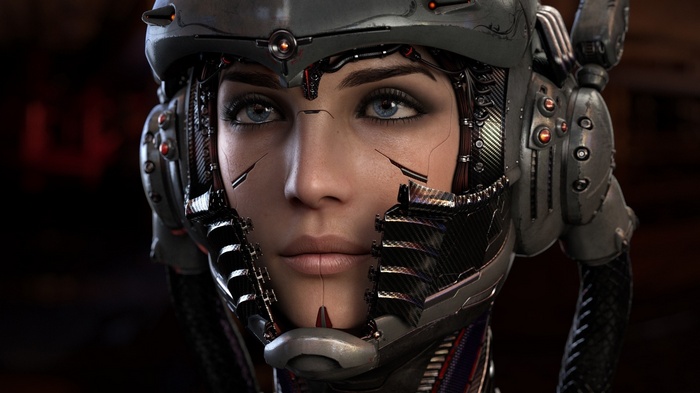 helmet, cyborg, cyberpunk