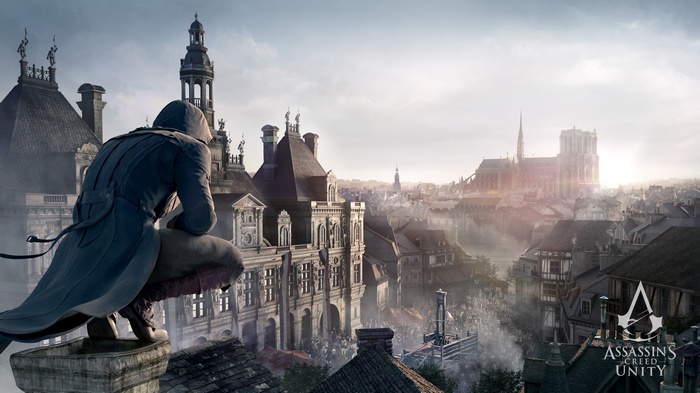 Assassin's Creed Unity Arno Dorian overlooking Paris
