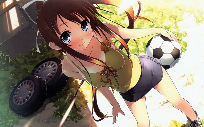 Miyazawa Midori with a soccer ball