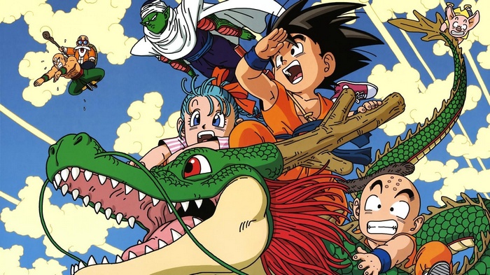 Dragon Ball Z characters riding Shenron