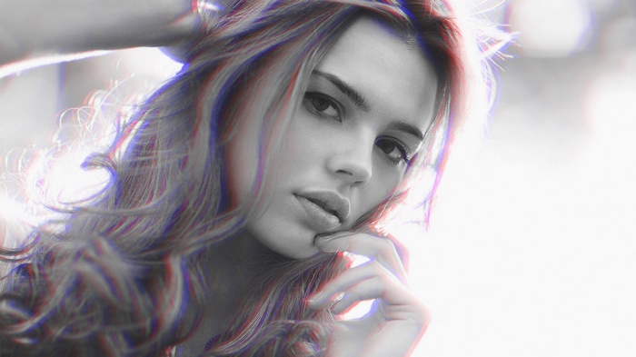 Anaglyph 3D portrait of a woman