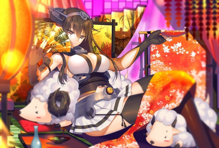 Nagato from Kantai Collection with sheep