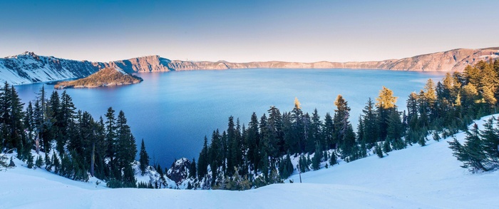 Crater Lake National Park in winter