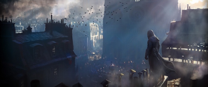 Assassin's Creed Unity Paris Rooftops with Birds
