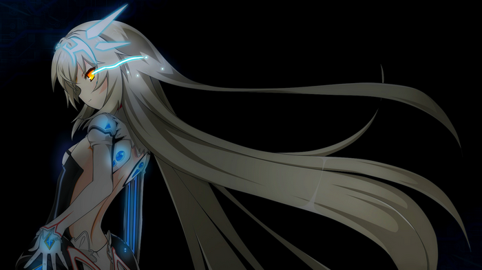 Eve from Elsword with glowing blue accents