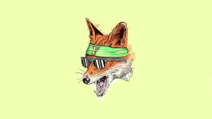 Artwork of a fox wearing sunglasses and a headband