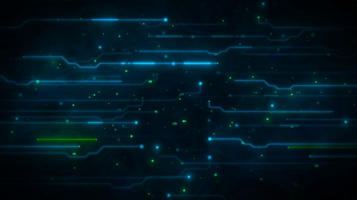 Abstract digital art with blue and green lines