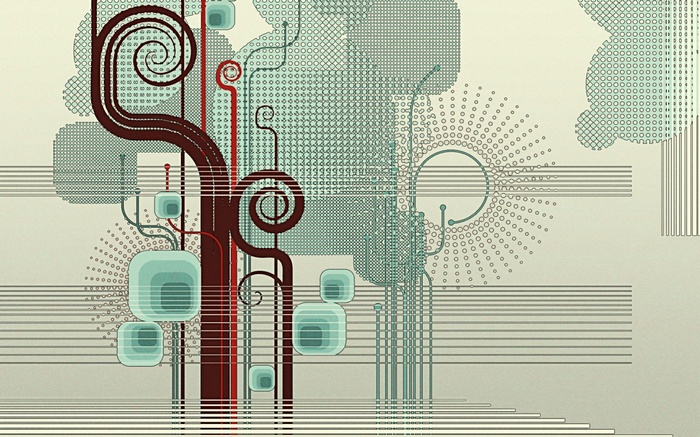 Abstract digital art with technology and geometric patterns