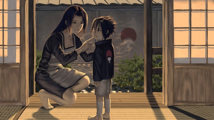 Uchiha Mikoto and Uchiha Sasuke in Naruto Shippuuden fan art
