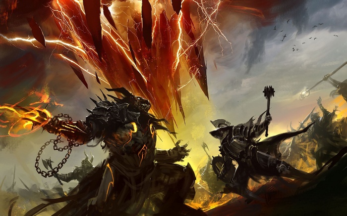 Guild Wars 2: Fiery Demon Warrior Battles Armored Knight