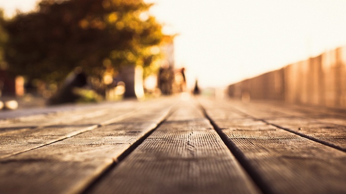 Wooden surface with bokeh and depth of field