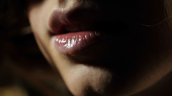 Close-up of glossy lips