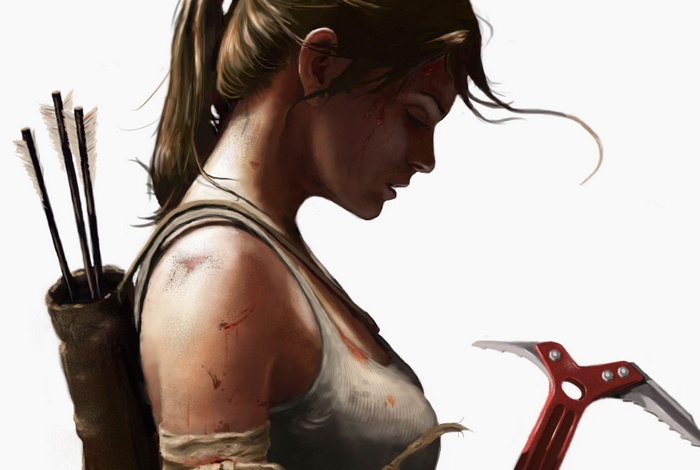 Lara Croft from Tomb Raider with bow and ice axe