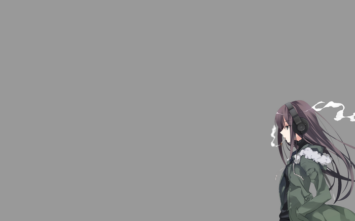 Anime girl with headphones smoking