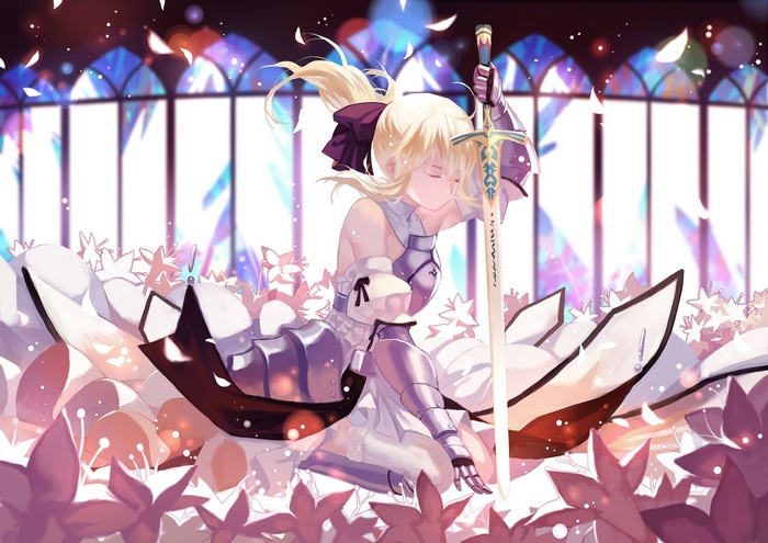 Saber Lily from Fate Series with a sword