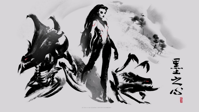 painting, hydralisk, zergling, StarCraft, Kerrigan, Zerg