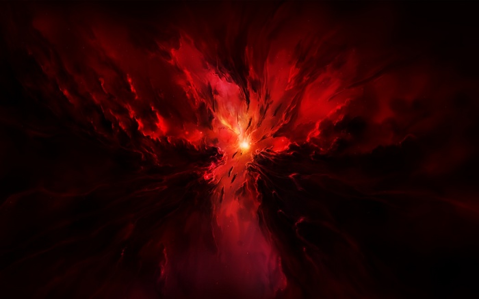 Red Star Nebula Space Art