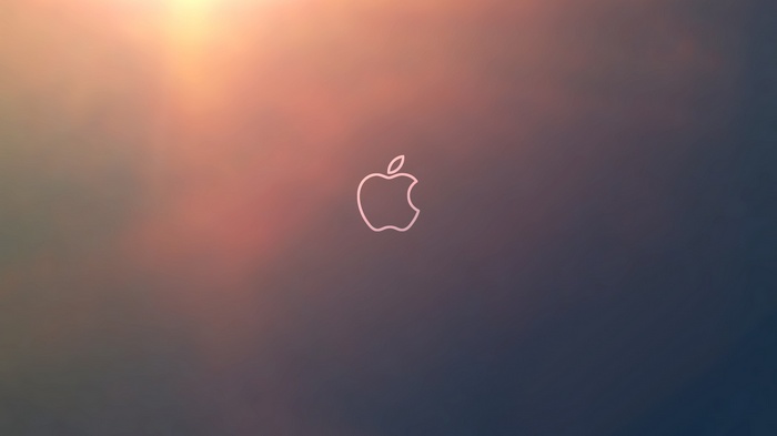 Apple logo on a gradient background