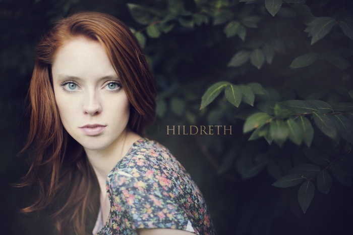 Hildreth portrait with red hair and blue eyes
