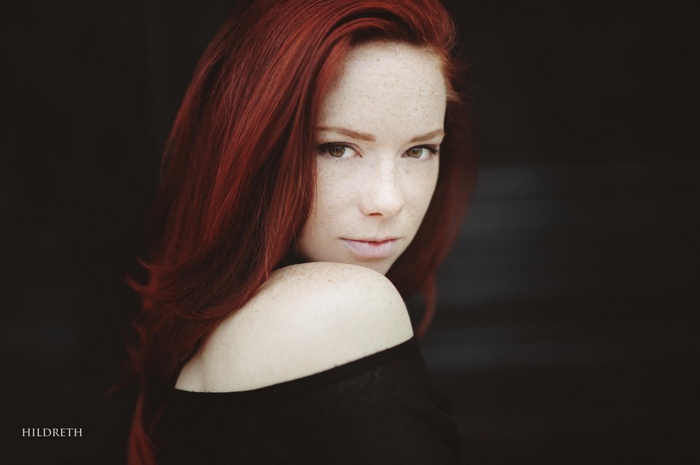 Redhead woman with freckles, Hattie Watson