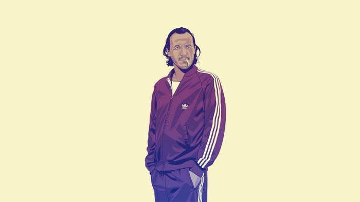 Man in Adidas tracksuit smoking
