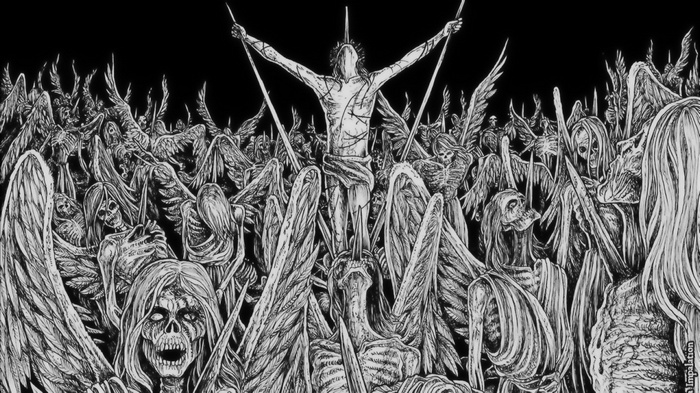 wings, angel, creepy, Jesus Christ, reaper, hell, death, corpse, skeleton