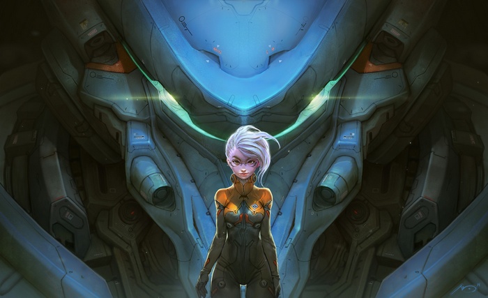 Anime girl in a mech suit