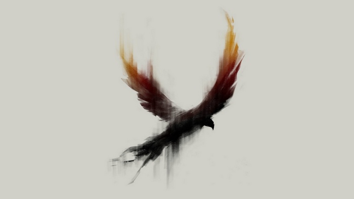 Abstract phoenix bird with fiery wings