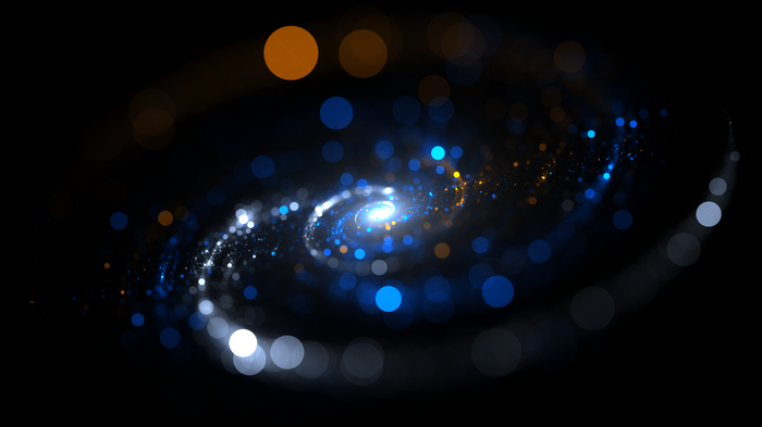 Abstract fractal spiral galaxy with bokeh lights