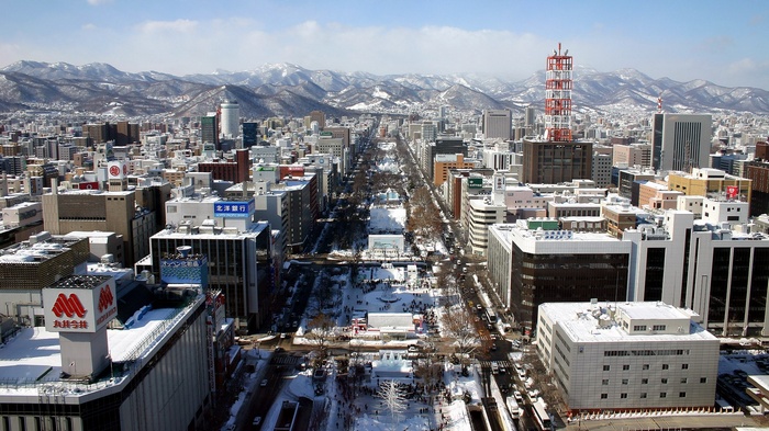 Odori Park in Sapporo, Japan during winter