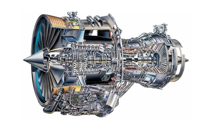 Cutaway illustration of a jet engine