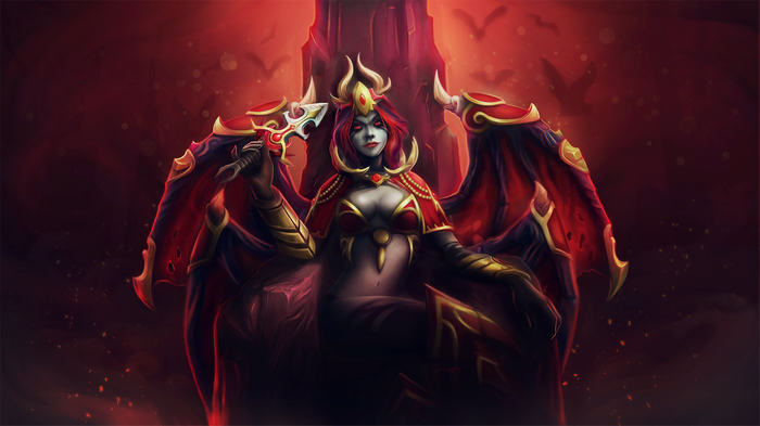 Queen of Pain sitting on a throne