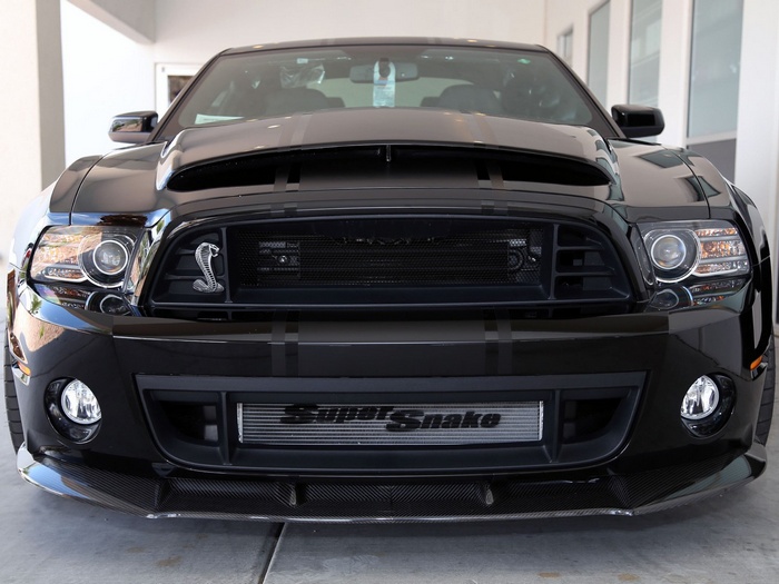 Black Shelby Super Snake Mustang Front View