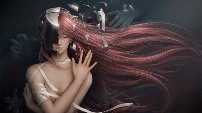 Elfen Lied, anime, Nyu, anime girls, realistic, pink hair