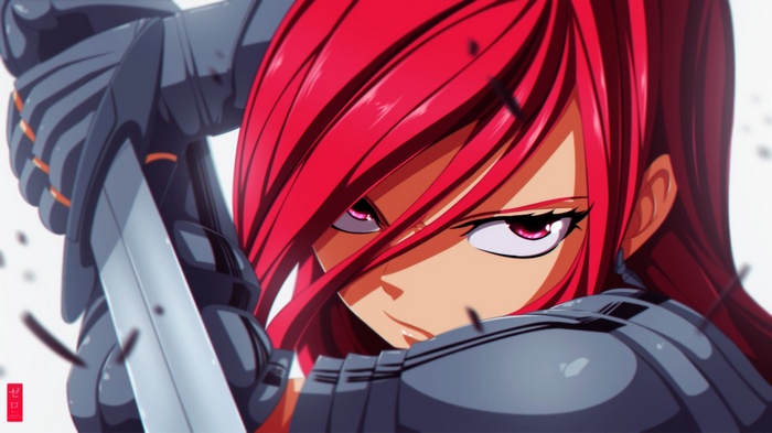 Erza Scarlet from Fairy Tail holding a sword