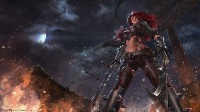 Katarina from League of Legends on a ship