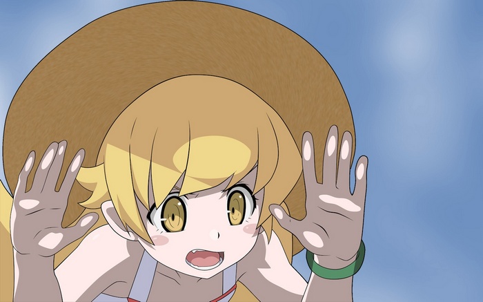 Oshino Shinobu from Monogatari Series wearing a hat