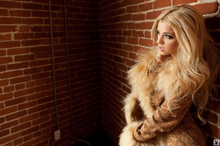 Playboy, coats, fur coats, Playmate, women, model, Olivia Paige, blonde
