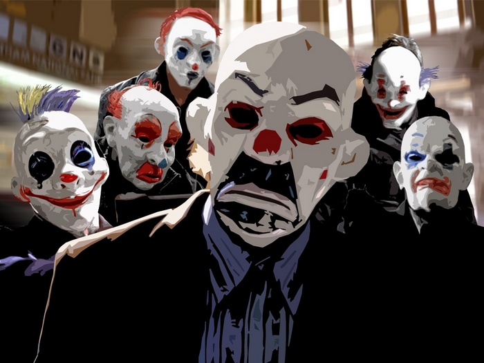 The Joker and his gang from The Dark Knight