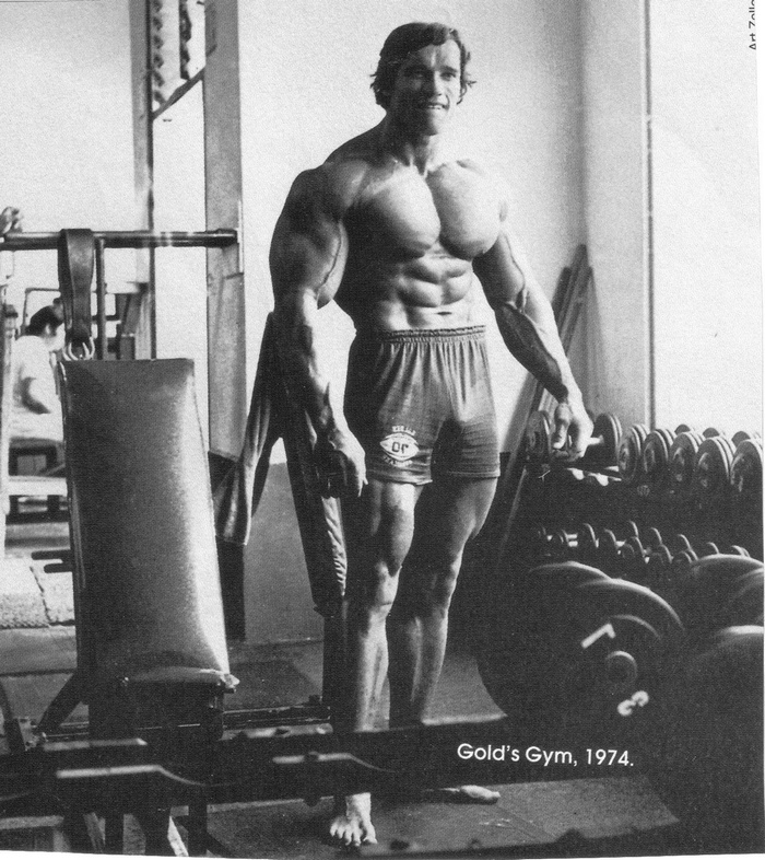 Arnold Schwarzenegger at Gold's Gym in 1974