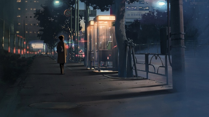 5 Centimeters Per Second, night, city, anime