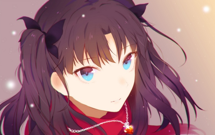 Tohsaka Rin from Fate/stay night with blue eyes