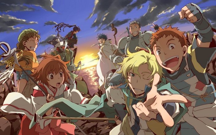 Log Horizon characters at sunset