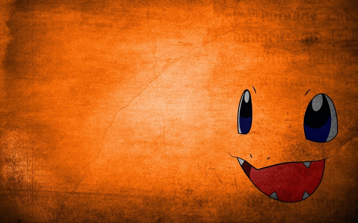 Charmander face on an orange textured background