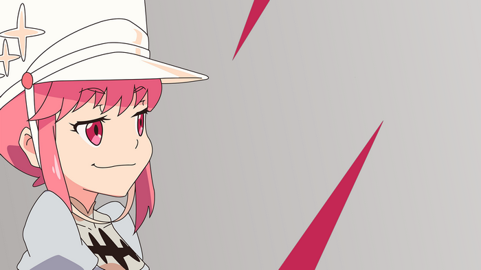 Nonon Jakuzure with pink hair and white hat