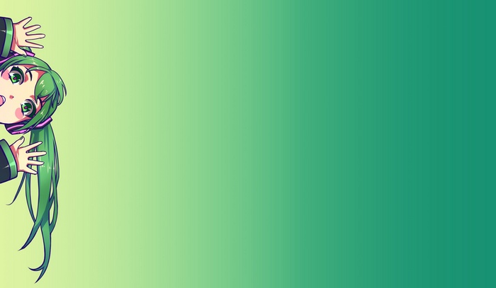 twintails, headphones, simple background, As109, Hatsune Miku, blushing, green, green eyes, Vocaloid, hair ornament, green hair, open mouth, long hair, bangs