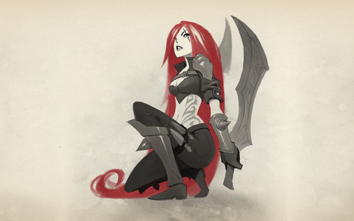 Katarina from League of Legends with two swords